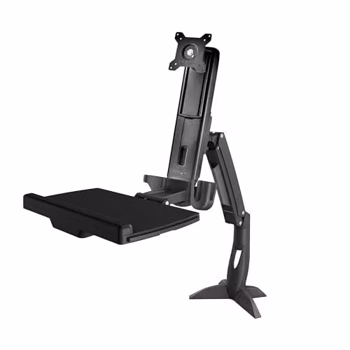 StarTech.com Black Sit-Stand Monitor Arm with Keyboard Tray for Single 34 inch VESA Mount Display