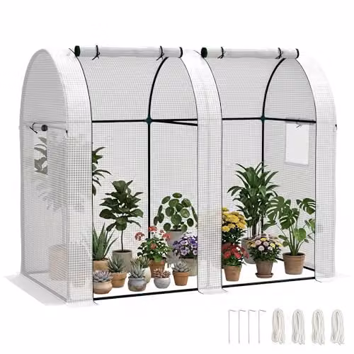 Outsunny Tomato Greenhouse with 2 Roll-up Doors, White, W/D/H: 185 x 94 x 150 cm