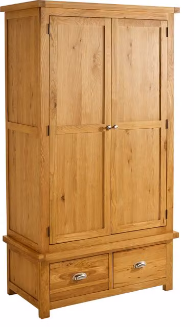Birlea Rustic Oak 2 Door 2 Drawer Wardrobe in Brown