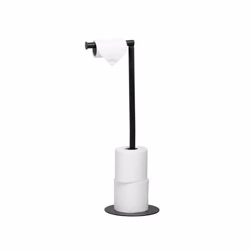 Addis Black Metal Free-standing Toilet Roll Holder and Pedestal Dispenser with Spare Roll Storage