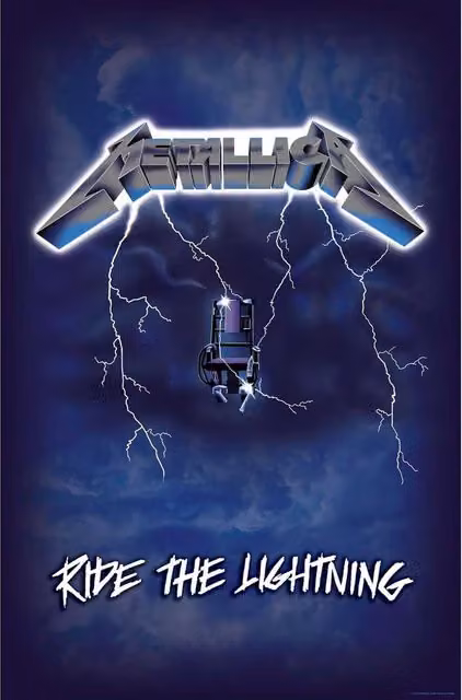 Metallica Ride The Lightning Textile Poster in Blue and Grey
