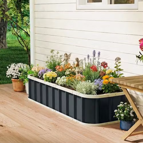 Outsunny Galvanised Steel Raised Garden Bed in Grey – 9