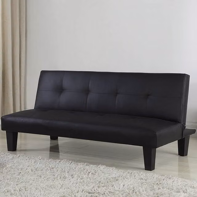 Birlea Franklin Black Synthetic Leather Click Clack Sofa Bed with Solid Wood Frame