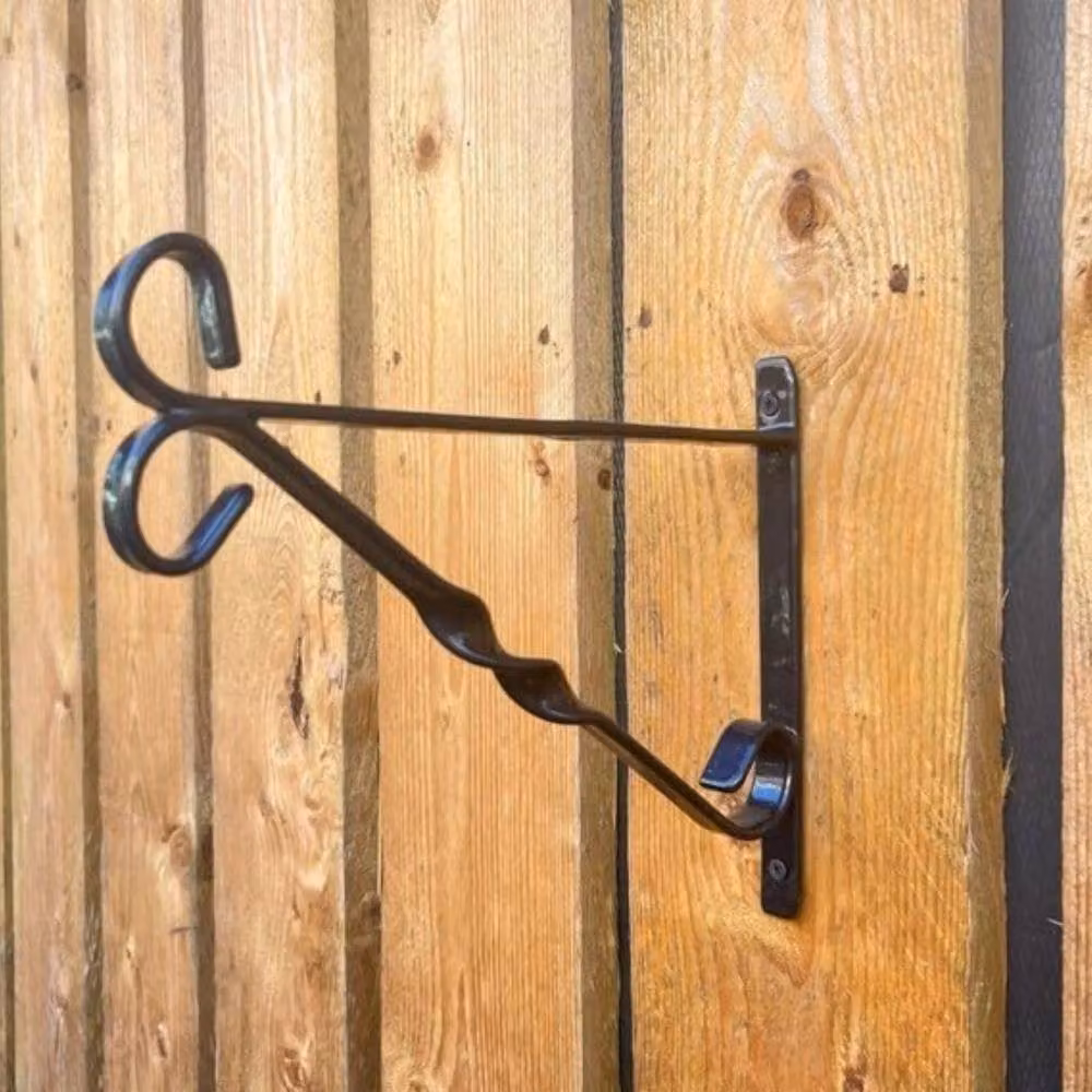 Marco Paul 2 Pack Black Steel Hanging Basket Brackets for 12 Inch Garden Flower Baskets – 3