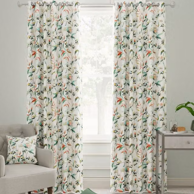 Linda Barker Home Yarrows Made to Measure Blackout Floral Cotton Curtain Hedgerow in Multicolour