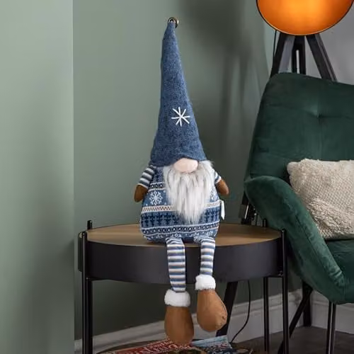Samuel ALEXANDER Nordic Christmas Gnome Gonk Decoration in Blue and Brown, Height: 48 cm