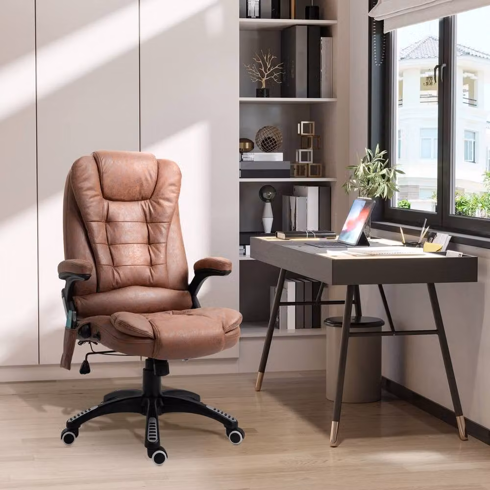 ERGOVEXA Heated Massage Recliner Executive Office Chair in Brown – 3
