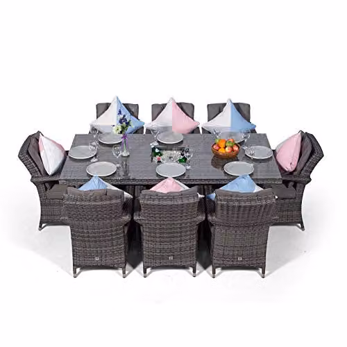Thats Furniture Arizona 8 Seater Rattan Garden Dining Set with Ice Bucket Cooler in Grey and Brown – 4
