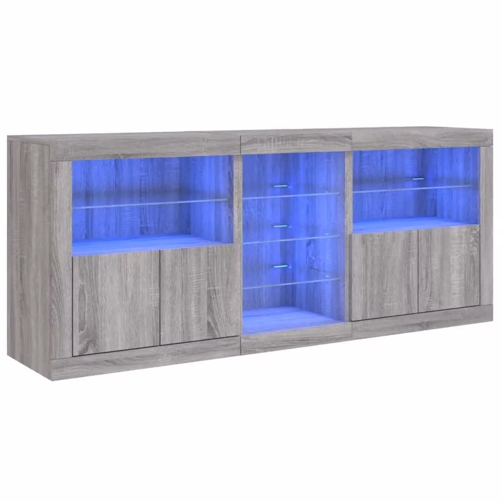 Berkfield Home Modern Sideboard with Integrated LED Lights in Grey Sonoma, W/D/H: 162 x 37 x 67 cm – 2