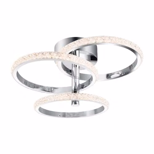 Cosylyte Cowan Modern 3 Ring Beaded LED Ceiling Light, Chrome, W/D/H: 43 x 43 x 20 cm – 1