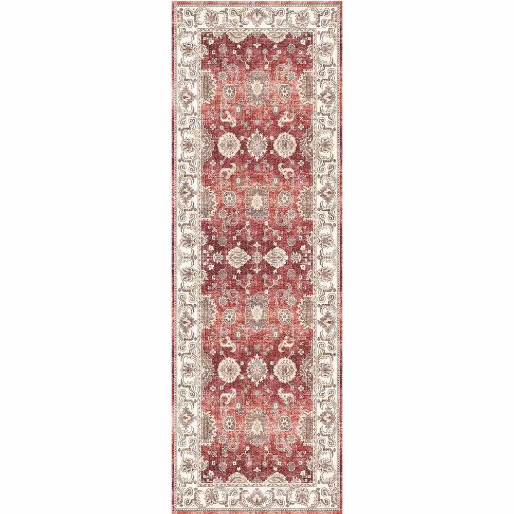 Bruce Starke Silk Road Collection Jasru Red Vintage Washable Non-Slip Rug W/D: 180 x 60 cm – 4