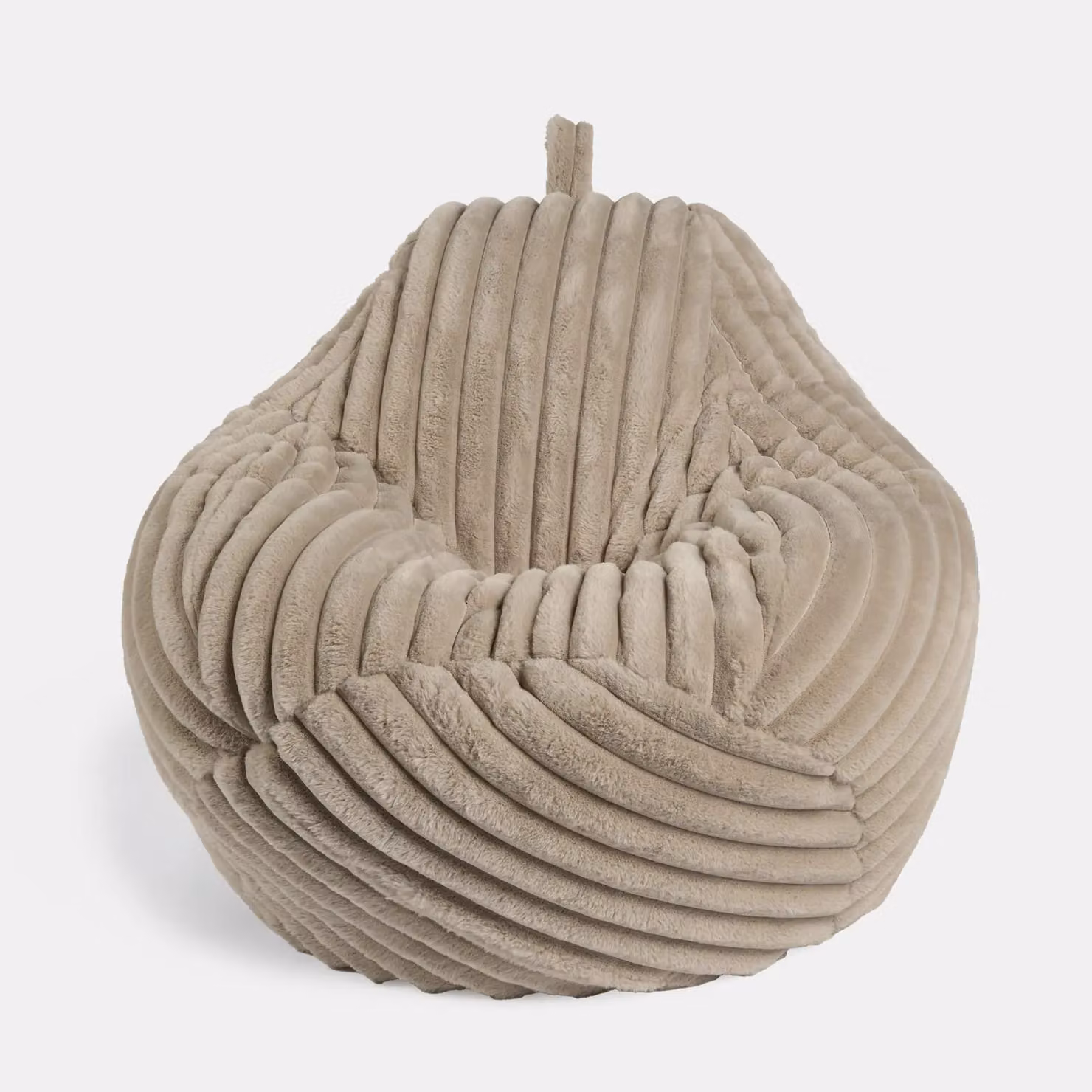 OHS Ribbed Fleece Bean Bag Chair in Beige with Removable Cover and Carry Handle – 2