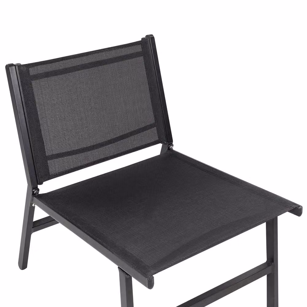 Wyld and Coco Folding Garden Chair with Footrest in Black Aluminium and Metal, W/D/H: 70 x 60 x 54 cm – 8