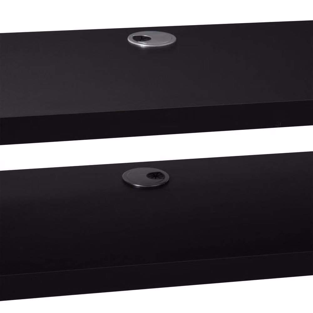 Wyld Haus Mika Mael Black Wall Mounted Floating TV Unit with Open Shelving, W: 152.4 cm, H: 29.8 cm, D: 21.0 cm – 7