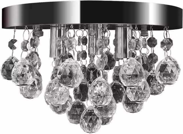 Berkfield Home Crystal Design Pendant Ceiling Lamp in Black and Chrome