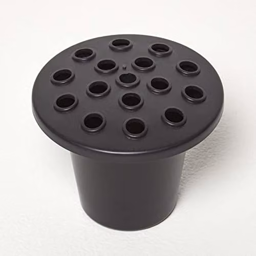 HOMESCAPES Set of 2 Black Plastic Grave Flower Pots, Height: 10 cm, Width: 13.5 cm