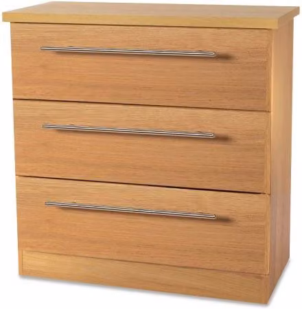 Welcome Sherwood 3 Drawer Low Chest of Drawers in Brown Matt Finish