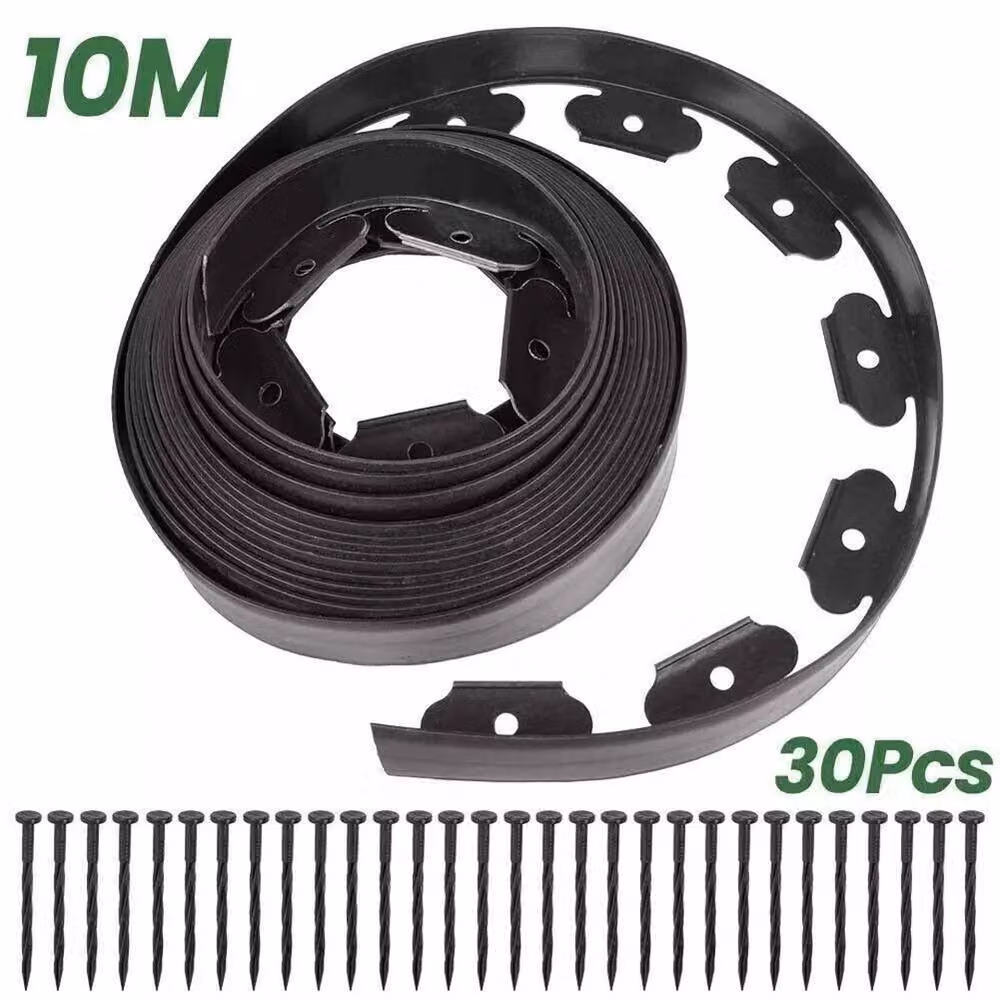 NESTLUNE Flexible Garden Edging Lawn Grass Border, Black, W/H: 100 x 15 cm – 2