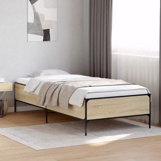 Berkfield Home Sonoma Oak Bed Frame with Drawers in Brown, W/D/H: 90 x 200 cm – 1
