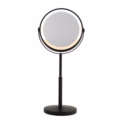 Beldray Rechargeable 7 inch Double Sided Makeup Mirror in Black with 1X/3X Magnification, 3 Colour Dimmable LED Lights and Height Adjustable Stand – 1