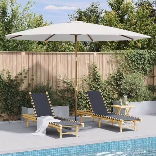 vidaXL Garden Parasol with Wooden Pole in Sand White – 2