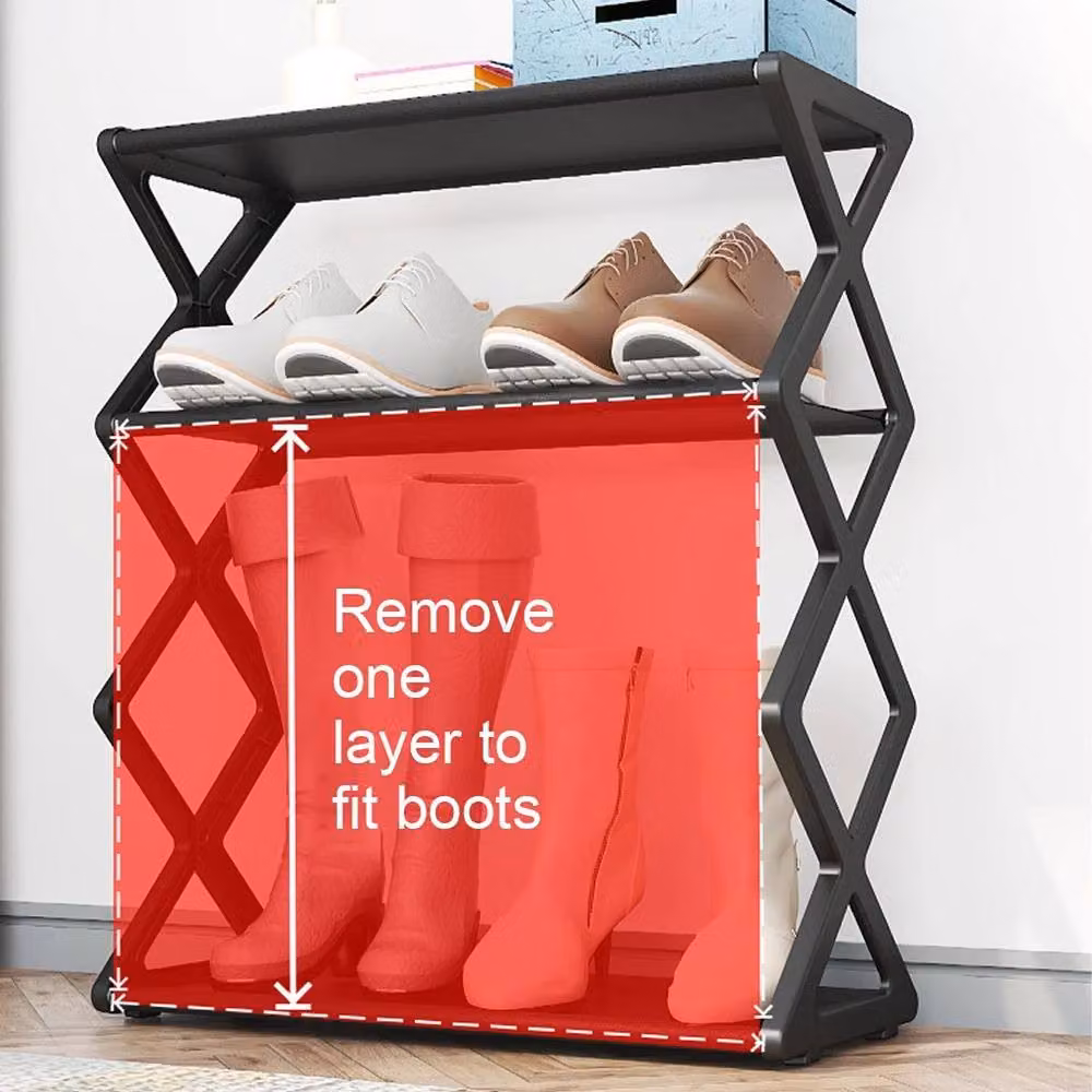 FLAVORA Black 4 Tier Metal Shoe Rack Stand, Width: 50 cm – 2