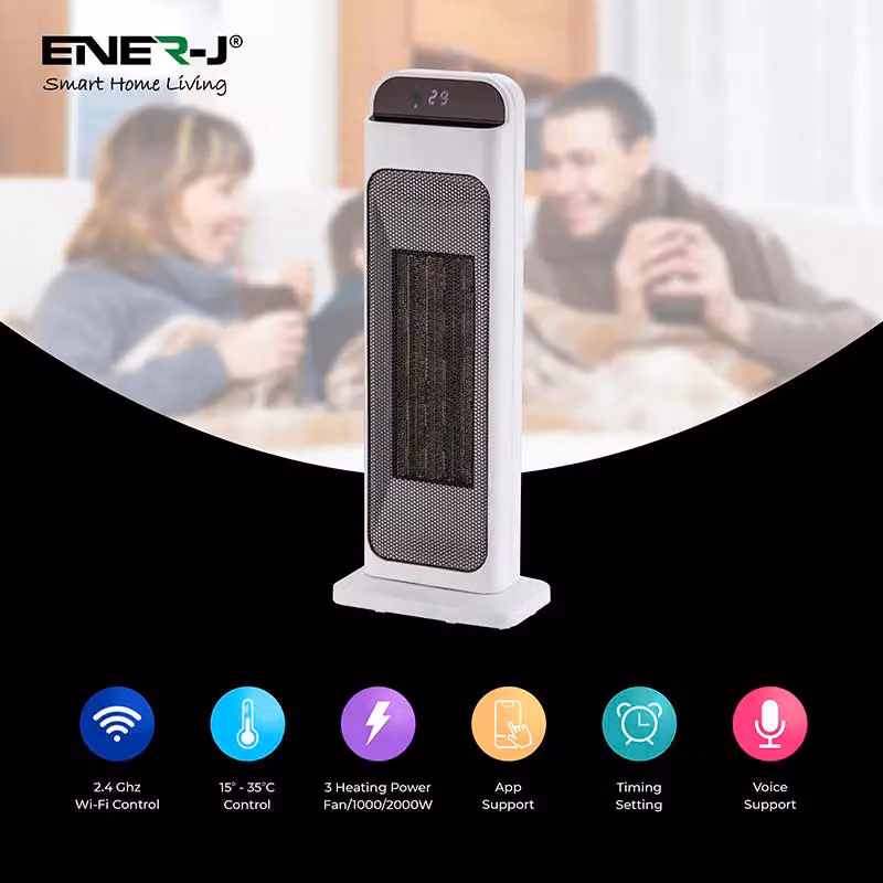 ENER-J Smart WiFi 2000W PTC Ceramic Fan Heater in White – 2