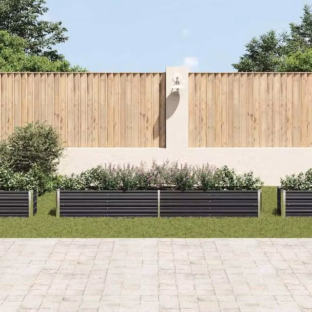 Berkfield Home Garden Galvanised Steel Raised Bed in Anthracite, W: 320 cm, D: 40 cm, H: 45 cm