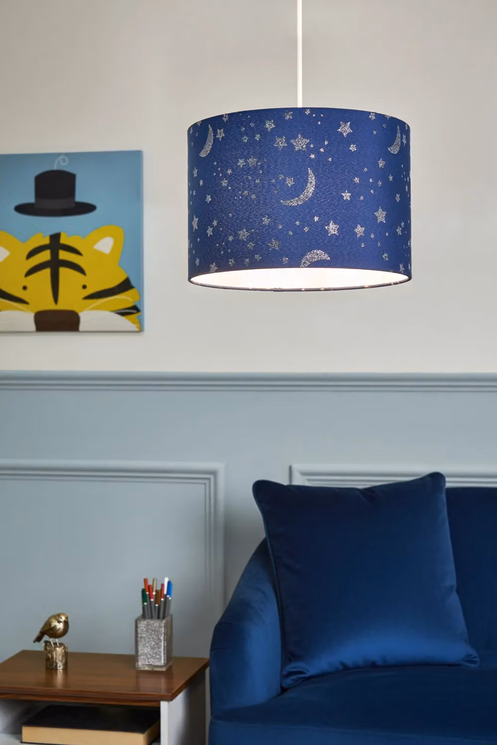 BHS Lighting Glow Moon & Stars Easy Fit Light Shade in Blue, Diameter: 30 cm, Height: 21 cm – 3