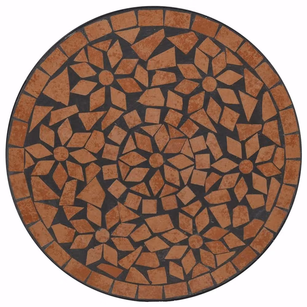 Berkfield Home Mosaic Bistro Table in Burnt Orange Ceramic and Powder Coated Steel, W/D/H: 70 x 50 x 50 cm – 3