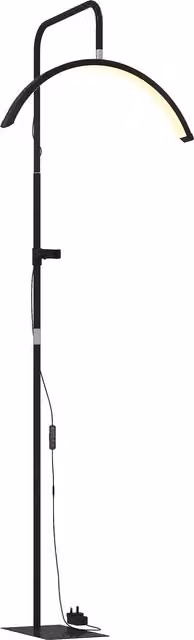 HOMCOM Half Moon Lash Light Black Dimmable Beauty Floor Lamp with 350 Degree Rotatable Head, 7 Colour Temperatures and Phone Holder for Eyelash Extensions, Tattoos, Nails and Skincare