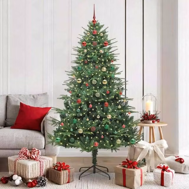 Berkfield Home Pre-lit Artificial Christmas Tree with Ball Set, Green, Height: 180 cm