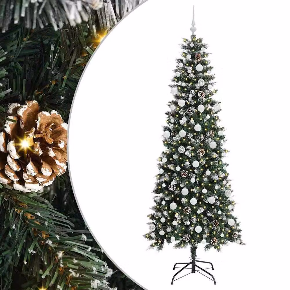 Berkfield Home Elegant Green Artificial Christmas Tree with 300 LEDs, W/D/H: 86 x 86 x 210 cm – 3