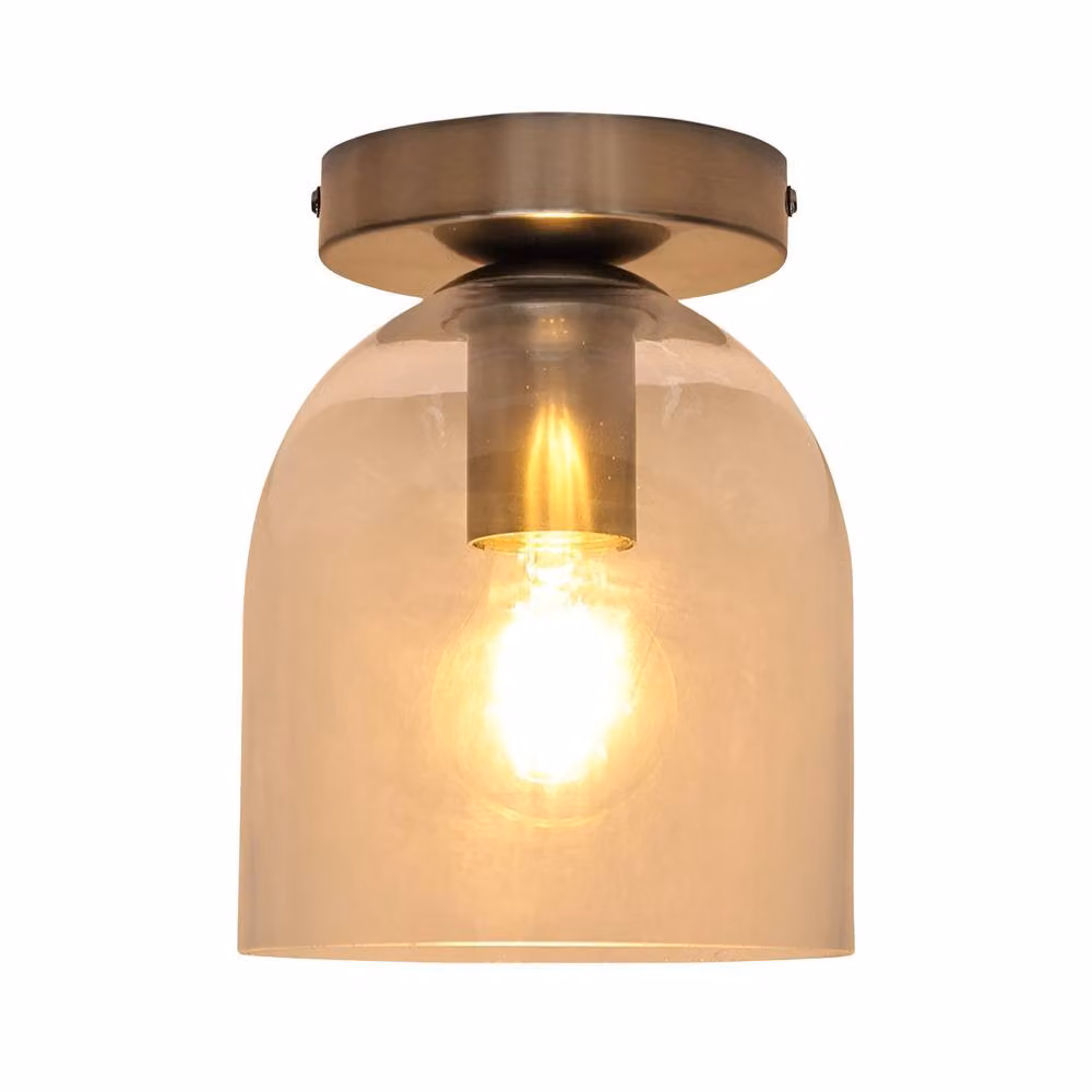 First Choice Lighting Belten Set of 2 Glass Cloche Ceiling Light Fittings in Silver and Transparent – 2