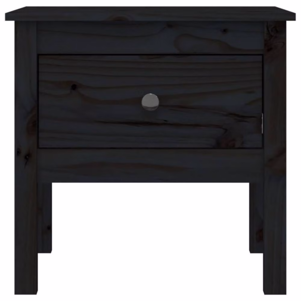 Berkfield Home Black Solid Pine Wood Side Table W/D/H: 50 x 50 x 49 cm – 4