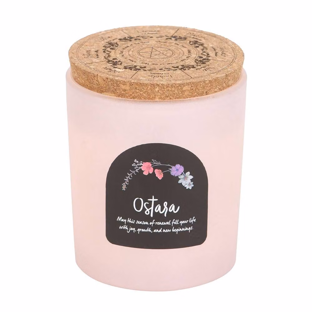 Something Different Wheel Of The Year Ostara Linen Fresh Pillar Candle and Holder Set in White – 2