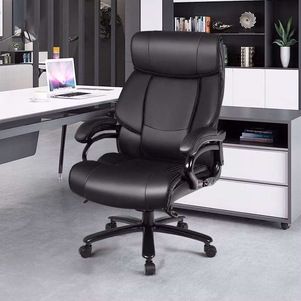 KORVIXA Big & Tall Executive Swivel Office Chair in Black with Headrest and Armrests – 3
