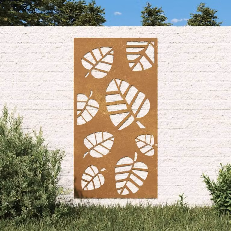 Berkfield Brown Corten Steel Floral Wall Decoration with Leaf Design, W: 105 cm, H: 55 cm