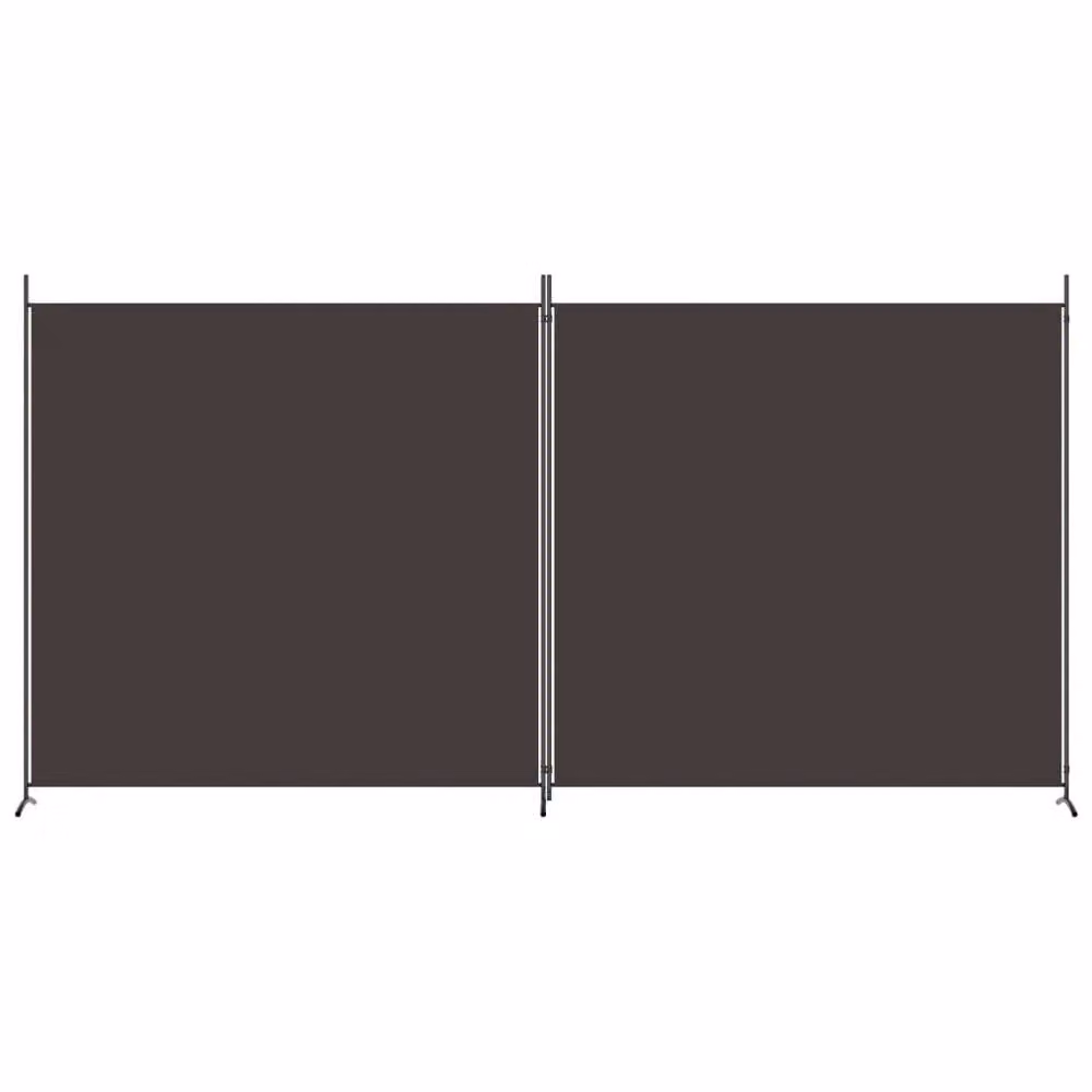 Berkfield Home 2-Panel Fabric Room Divider in Brown, W: 348 cm, H: 180 cm – 3