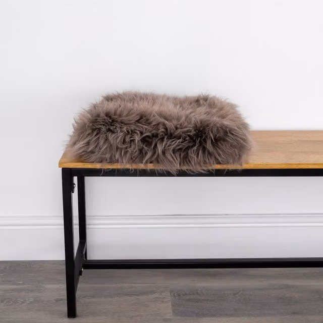 Native Natural Square Lambskin Sheepskin Chair Pad in Beige, Orange or Brown