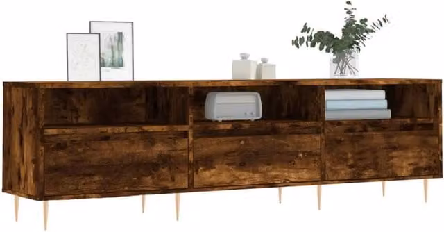 Berkfield Home Smoked Oak TV Cabinet in Brown, W/D/H: 150 x 30 x 44.5 cm – 1