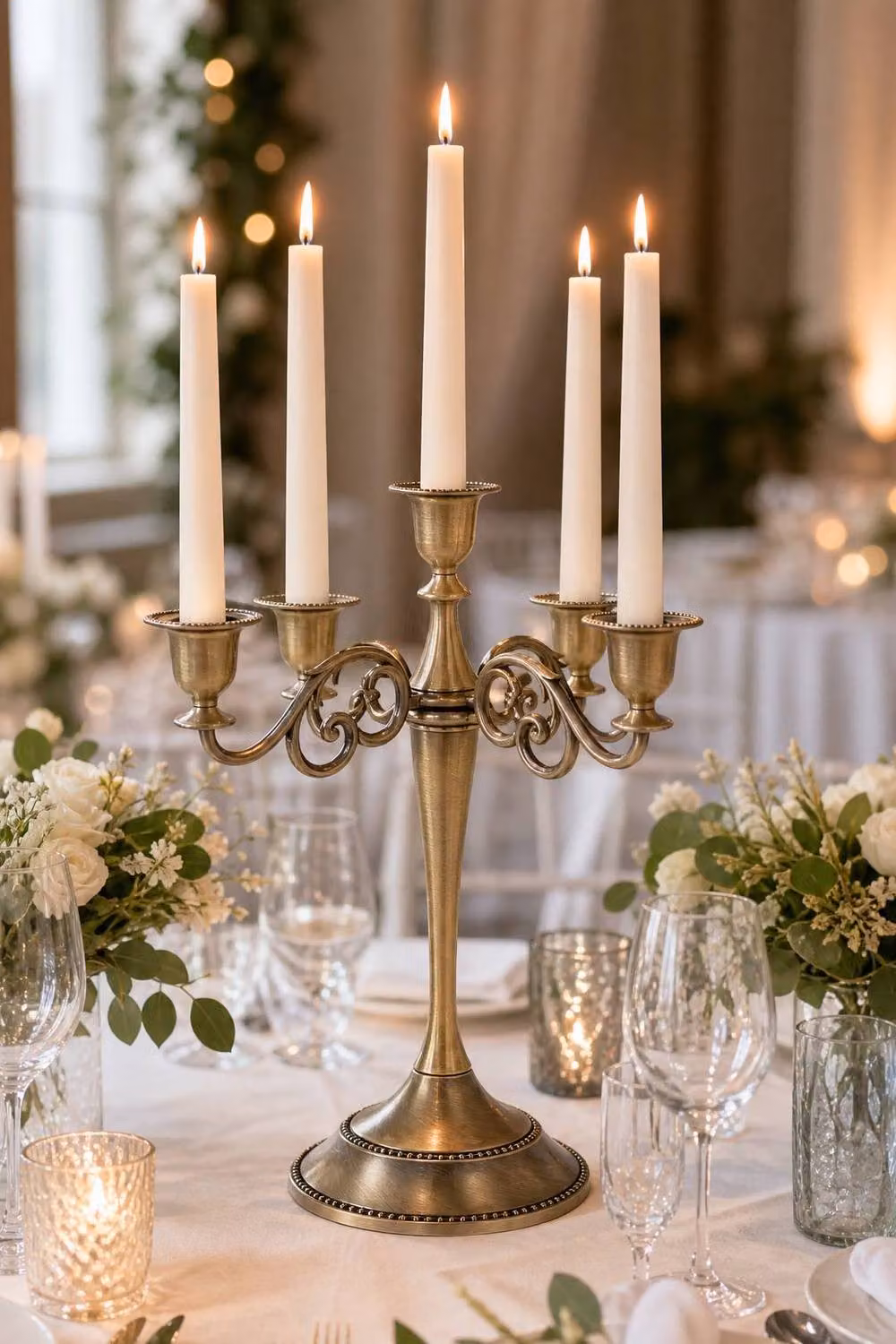 ExtraStar Classic 5 Arm Metal Taper Candle Holder in Gold – 2