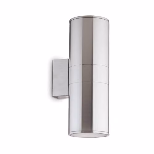 Ideal Lux 033020 Gun AP2 Modern Silver Stainless Steel Up and Down Cylinder Wall Light