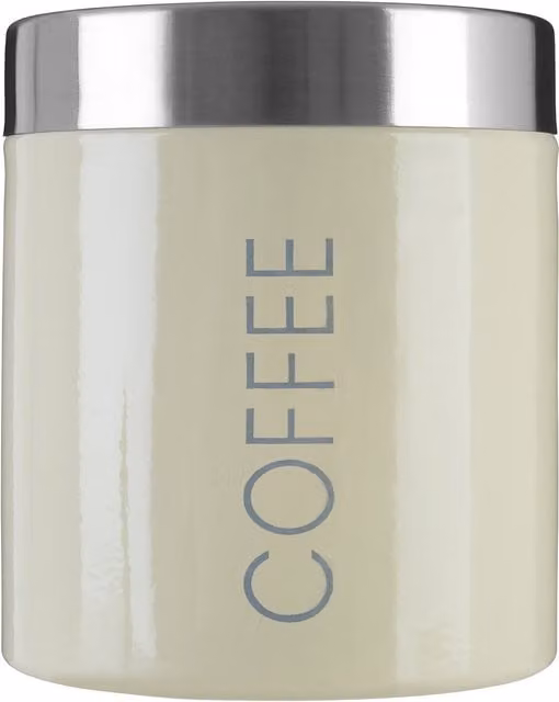 Orsina Airtight and Leakproof Enamel Coffee Canister in White and Beige