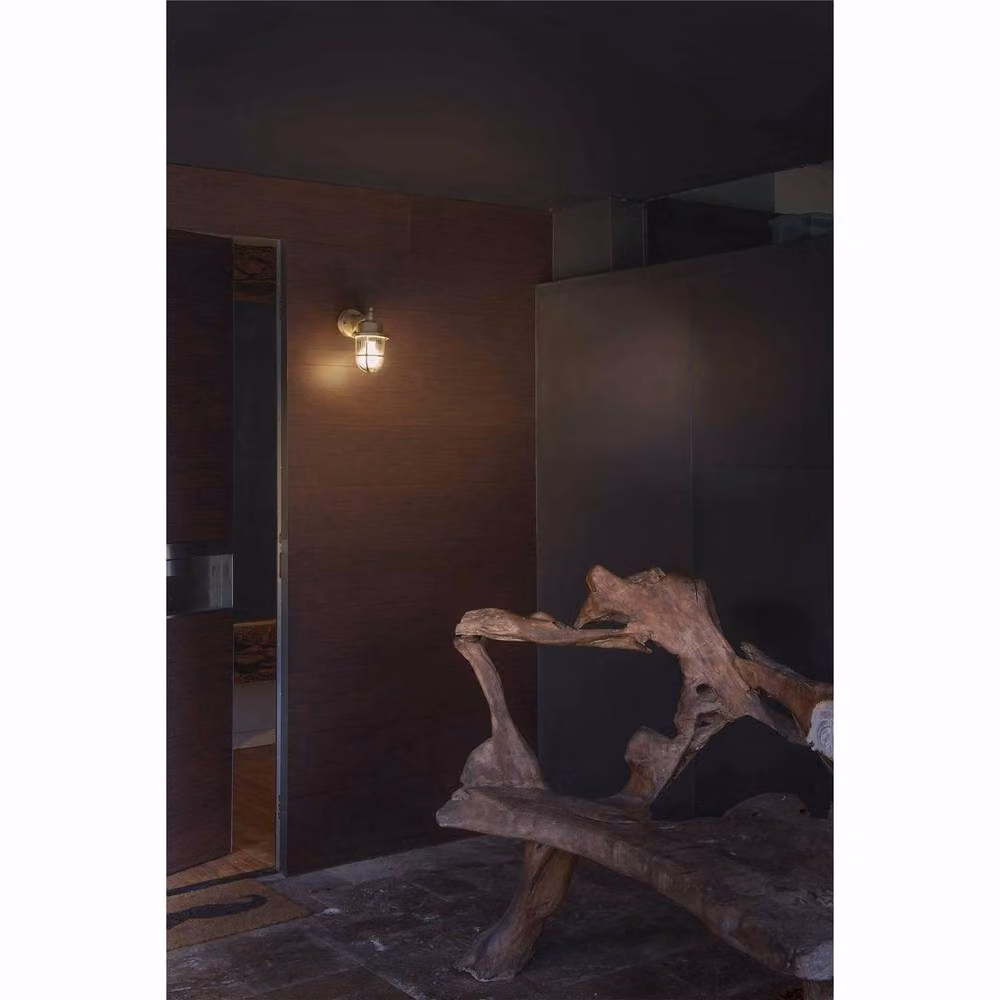 Netlighting Nahir Brass Outdoor Wall Lantern with Yellow Glass, IP44, E27 – 2