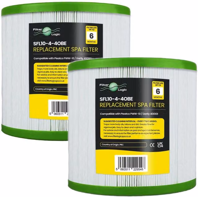 FilterLogic White Hot Tub Filter Cartridge Compatible with Pleatco PWW10 and Darlly 40101