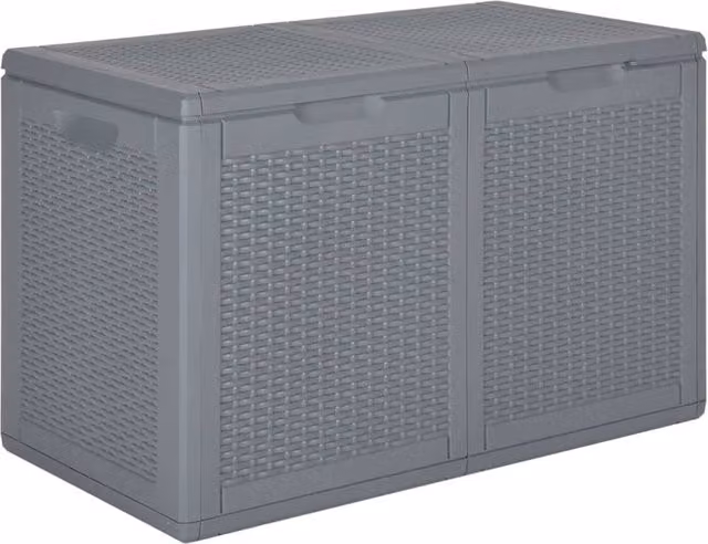 Berkfield Home Grey Rattan Style Garden Storage Box, 180 L