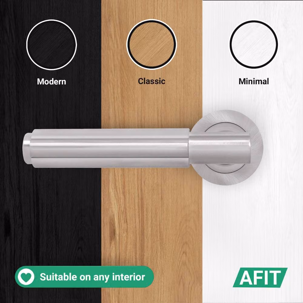 AFIT Satin Nickel Door Handle Latch and Hinge Set in Silver Aluminium, 150 x 150 mm – 5