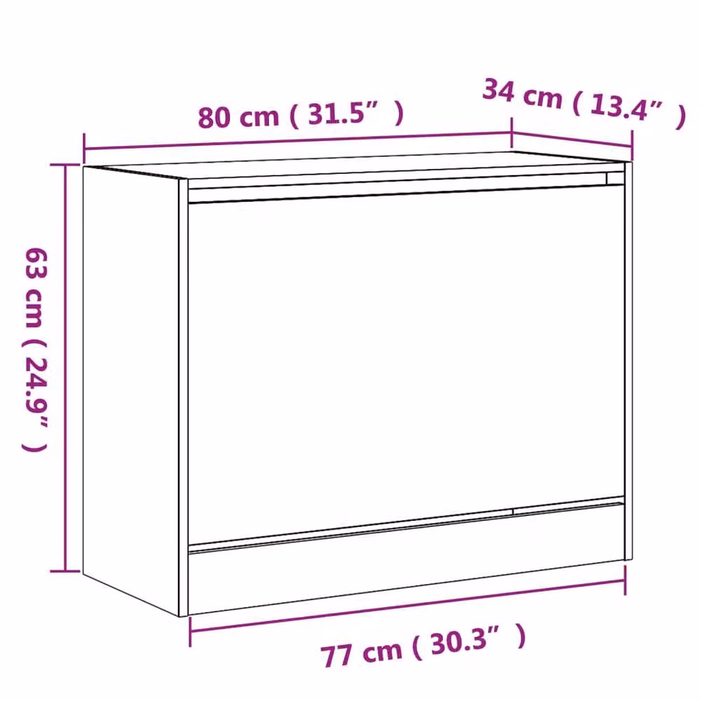 Berkfield Home Concrete Grey Shoe Cabinet with Tilting Compartments, W/D/H: 80 x 34 x 63 cm – 3