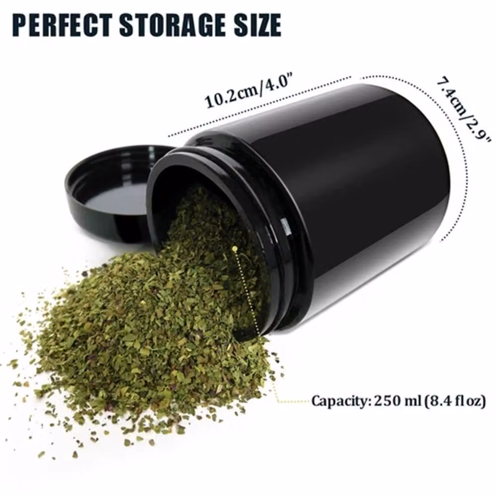 Nordara Black UV Glass Airtight Smell Proof Stash Jar, 250 ml – 2